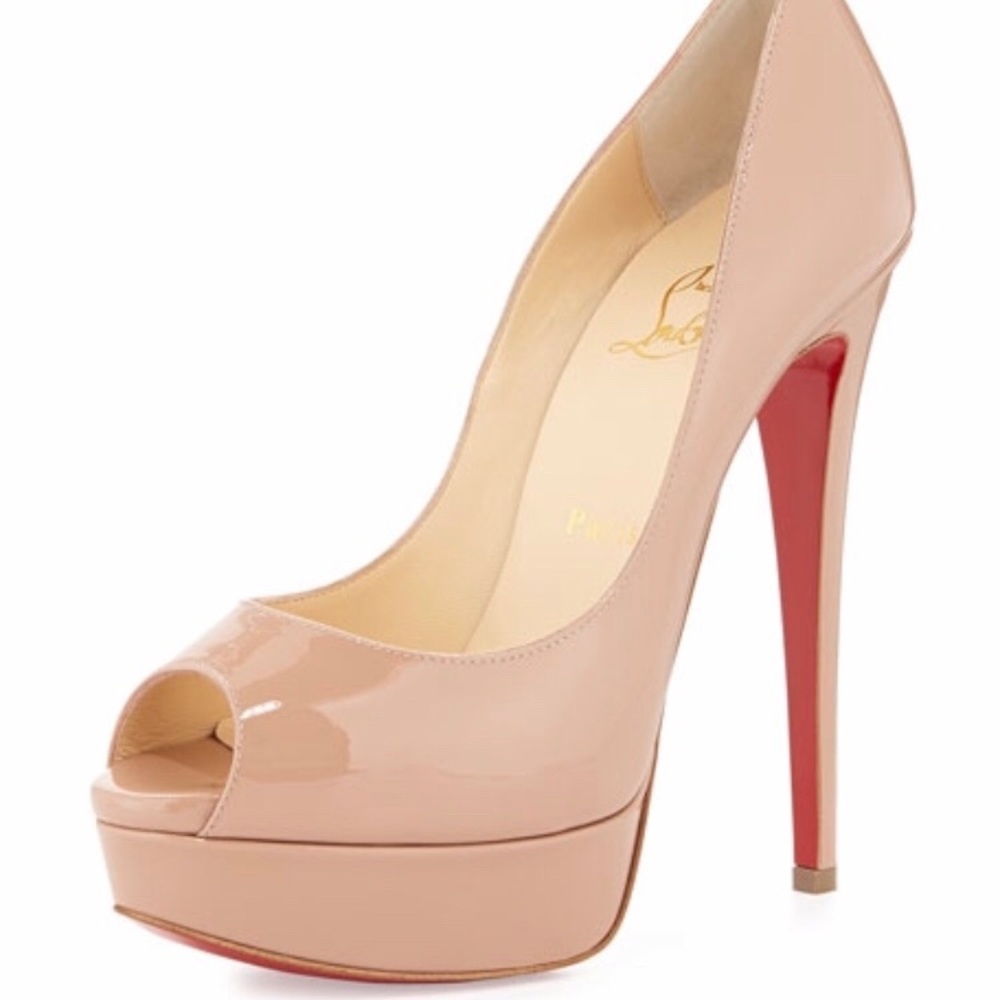 Lady Peep 150 nude patent calfskin